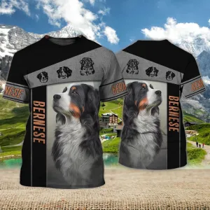 3D Dog T Shirts, Bernese Mountain All Over Print T-Shirt, Gift For Pet Loves