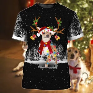 3D Dog T Shirts, Chihuahua Christmas All Over Print T-Shirt, Gift For Pet Loves