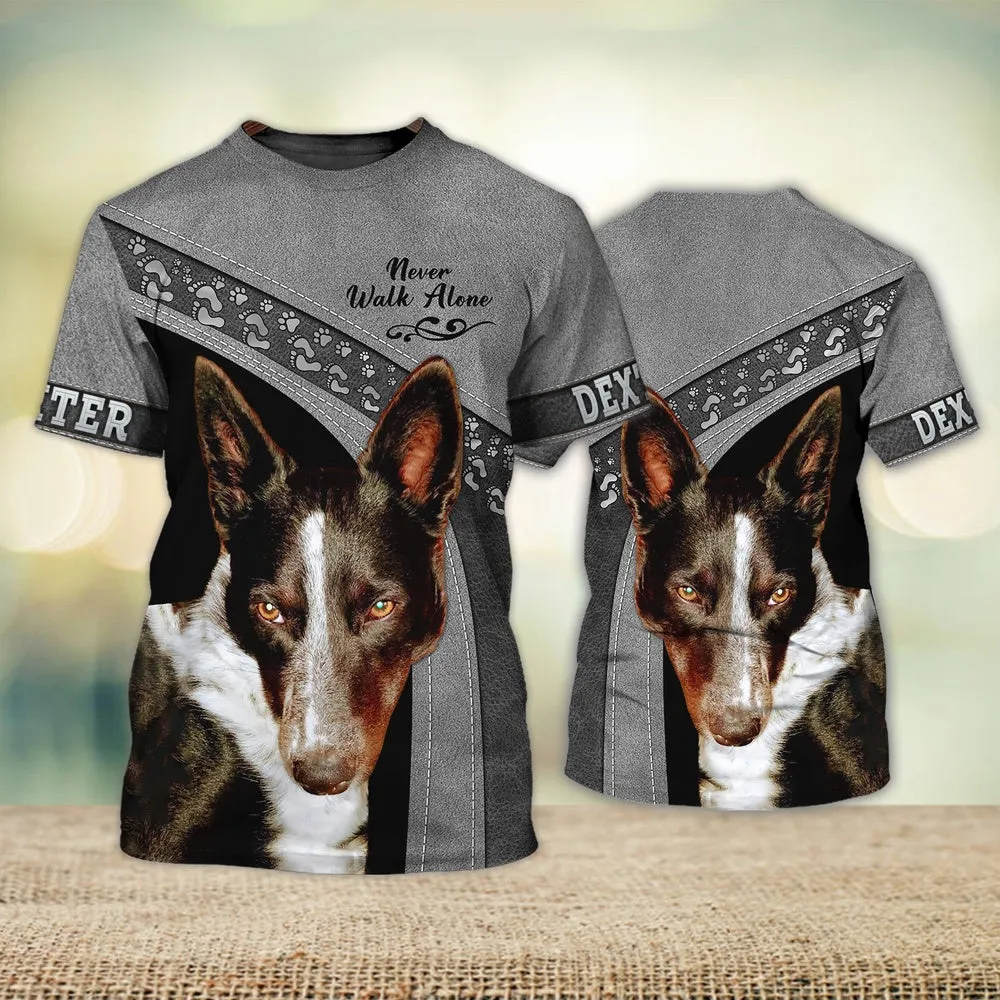 3D Dog T Shirts, Dexter Never Walk Alone All Over Print T-Shirt, Gift For Pet Loves