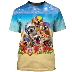 3D Dog T Shirts, Dogs Holiday Summer All Over Print T-Shirt, Gift For Pet Loves