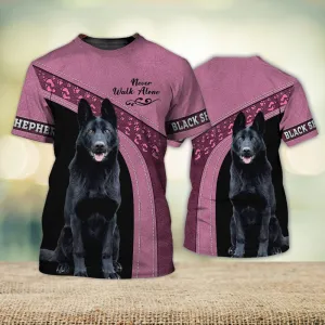 3D Dog T Shirts, Dutch Shepherd Love Never Walk Alone All Over Print T-Shirt, Gift For Pet Loves