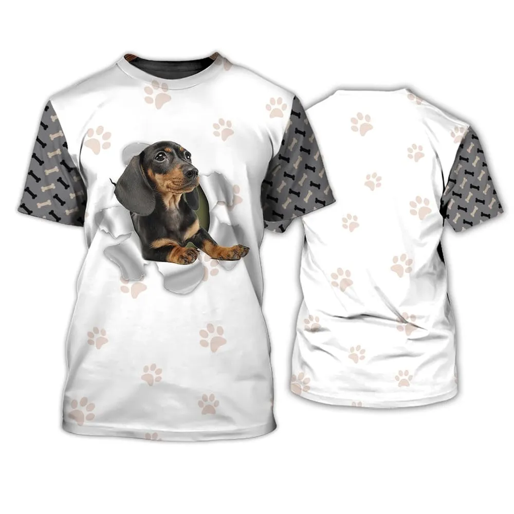 3D Dog T Shirts, Gift For Dachshund Lover All Over Print T-Shirt, Gift For Pet Loves