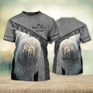 3D Dog T Shirts, Komondor Love Never Walk Alone All Over Print T-Shirt, Gift For Pet Loves