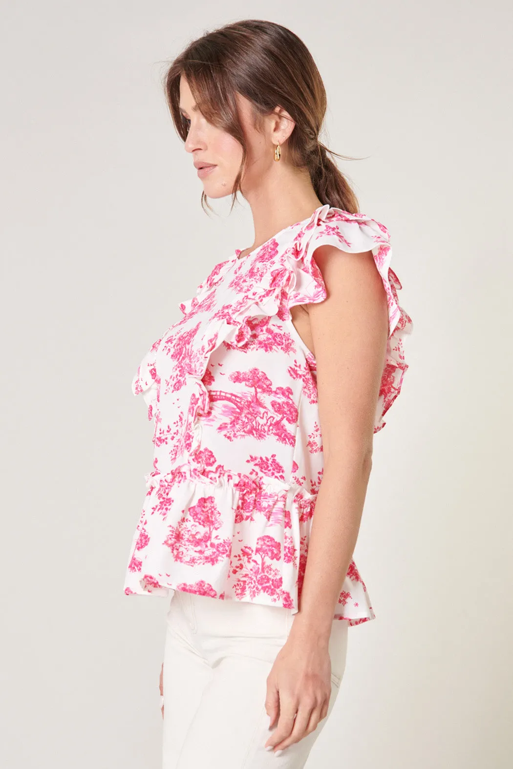 Ainsley Meadow Toile Kindred Peplum Top