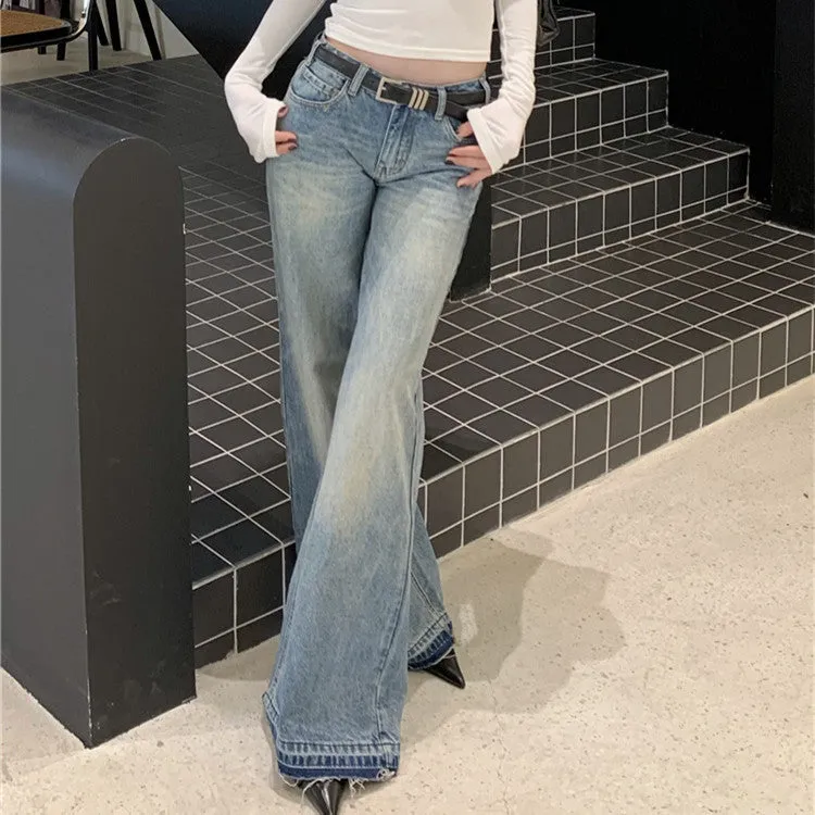 American retro jeans women low waist loose