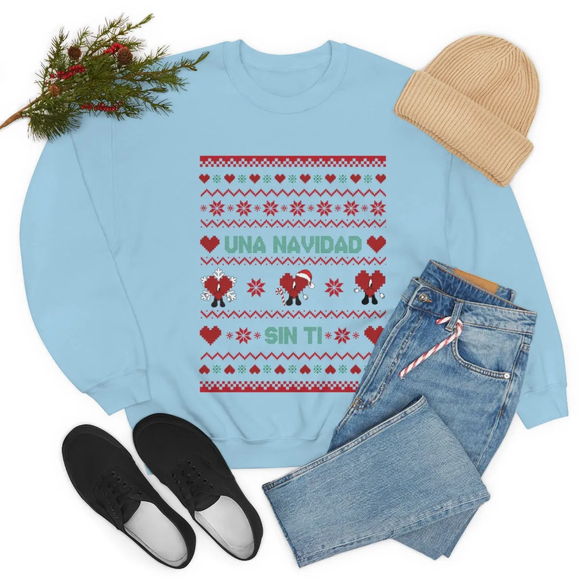 Bad Bunny Christmas Sweatshirt, Retro Vintage Bad Bunny Shirt, Una Navidad Sin Ti Sweatshirt, Pop Music lover Gift,Bad Bunny Xmas Gifts Tees