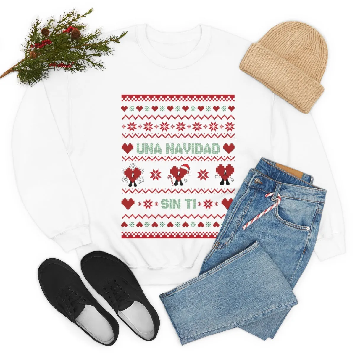 Bad Bunny Christmas Sweatshirt, Retro Vintage Bad Bunny Shirt, Una Navidad Sin Ti Sweatshirt, Pop Music lover Gift,Bad Bunny Xmas Gifts Tees