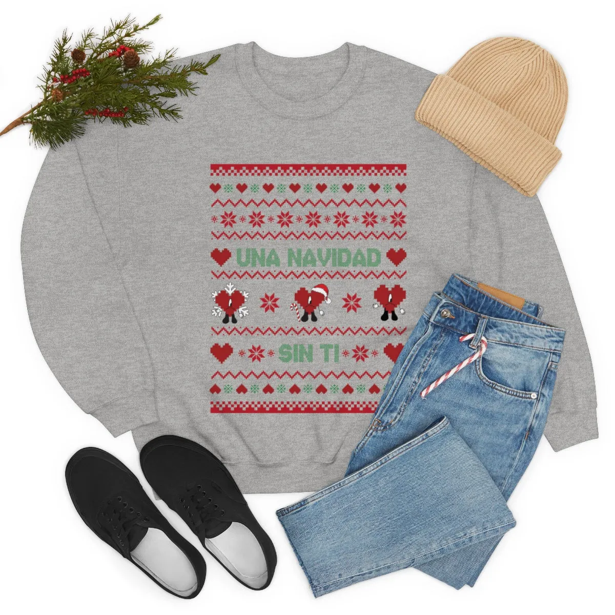 Bad Bunny Christmas Sweatshirt, Retro Vintage Bad Bunny Shirt, Una Navidad Sin Ti Sweatshirt, Pop Music lover Gift,Bad Bunny Xmas Gifts Tees