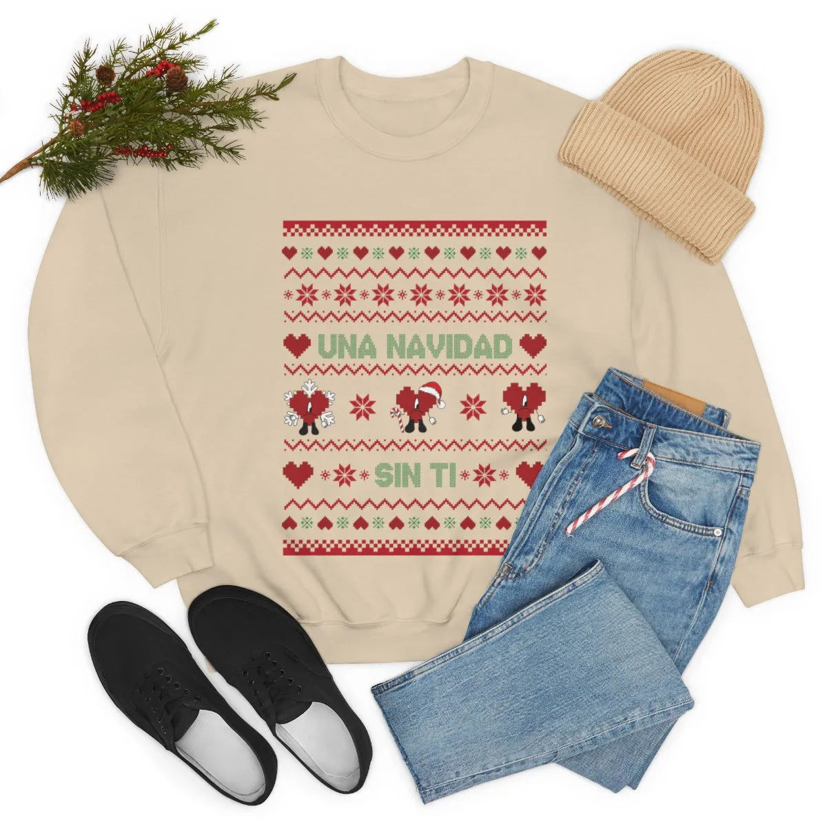 Bad Bunny Christmas Sweatshirt, Retro Vintage Bad Bunny Shirt, Una Navidad Sin Ti Sweatshirt, Pop Music lover Gift,Bad Bunny Xmas Gifts Tees