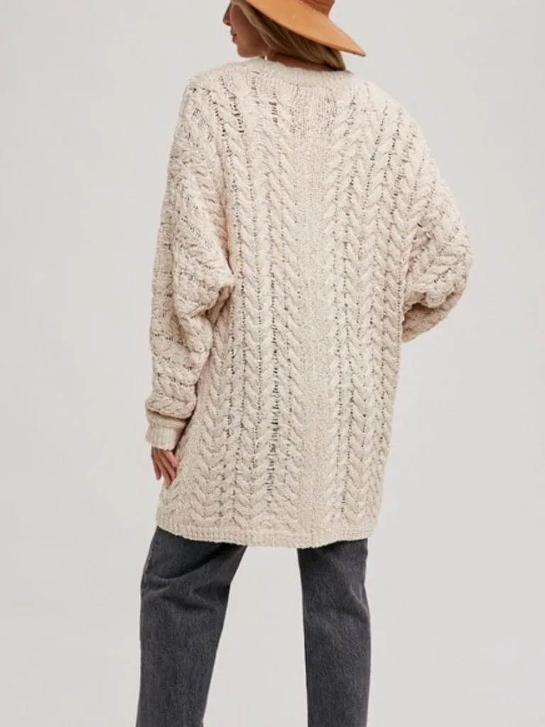 Becca Cable Knit Cardigan - Natural