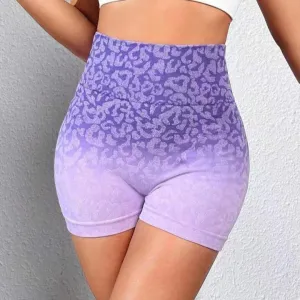 Cheetah Gradient Yoga Tight High Waist Hip Lifting Absorbing Sweating Shorts