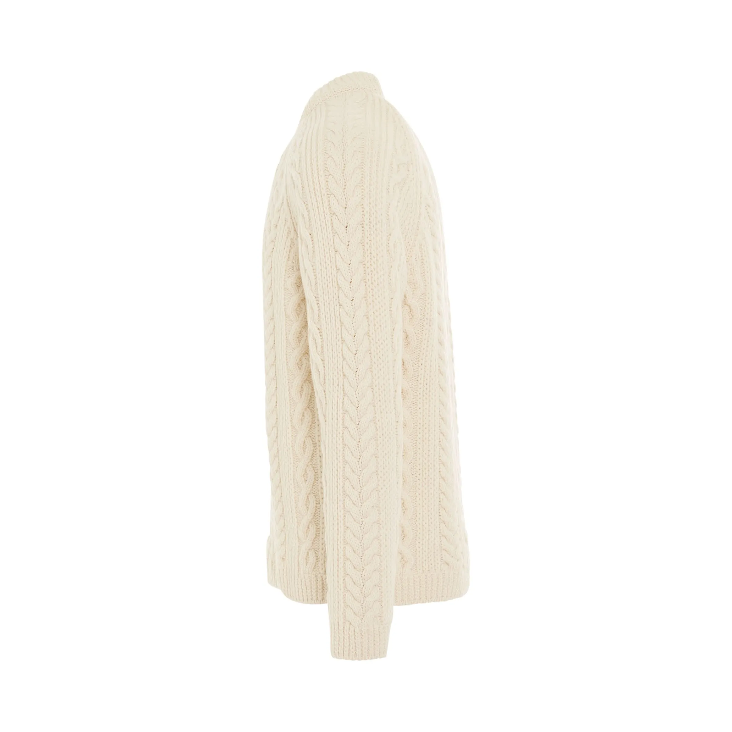 Classic Solid Wool Knit Jumper in Off White