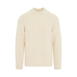 Classic Solid Wool Knit Jumper in Off White