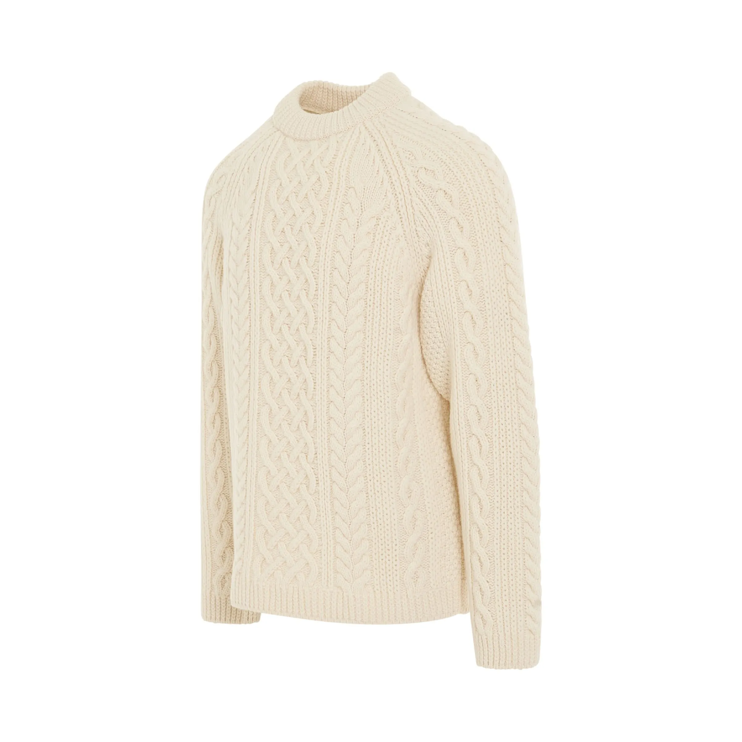 Classic Solid Wool Knit Jumper in Off White