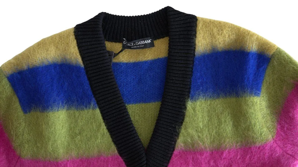 Dolce & Gabbana Multicolor Stripes V-neck Pullover Sweater