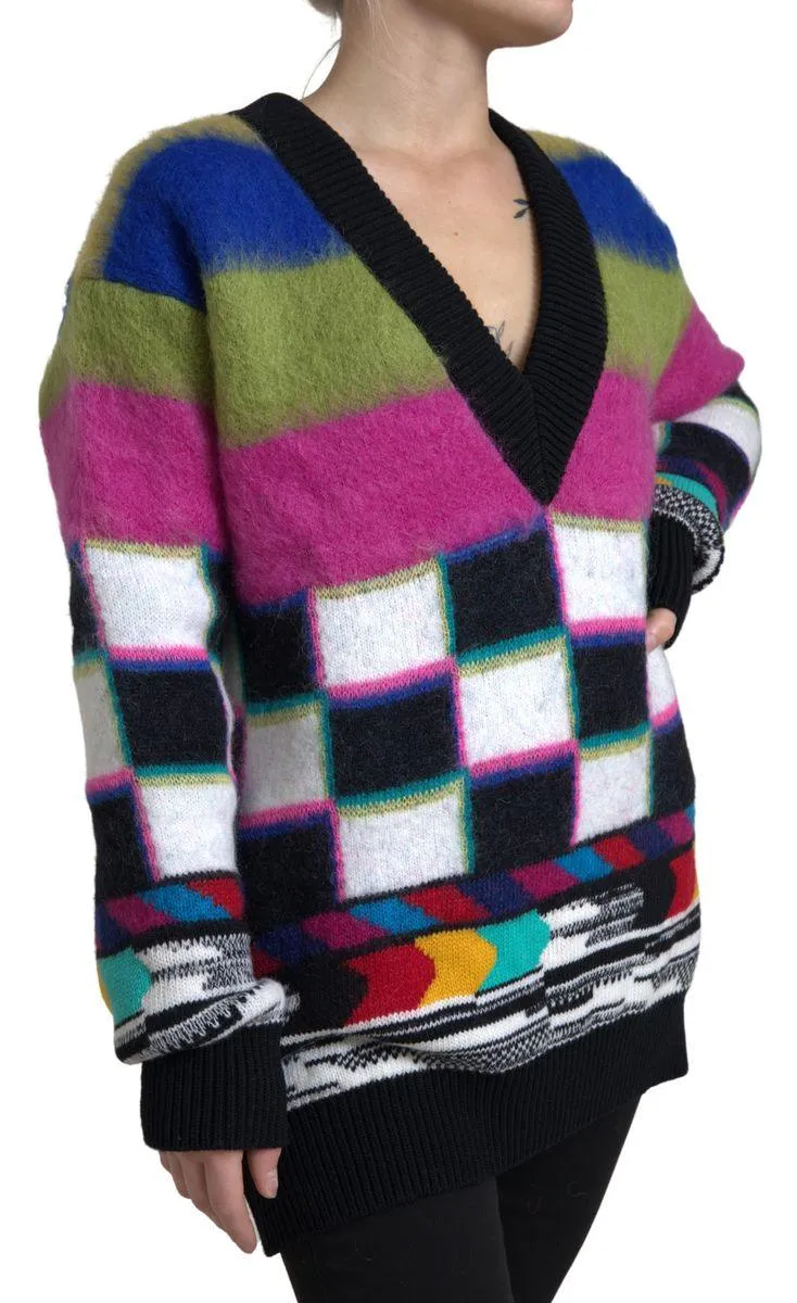 Dolce & Gabbana Multicolor Stripes V-neck Pullover Sweater