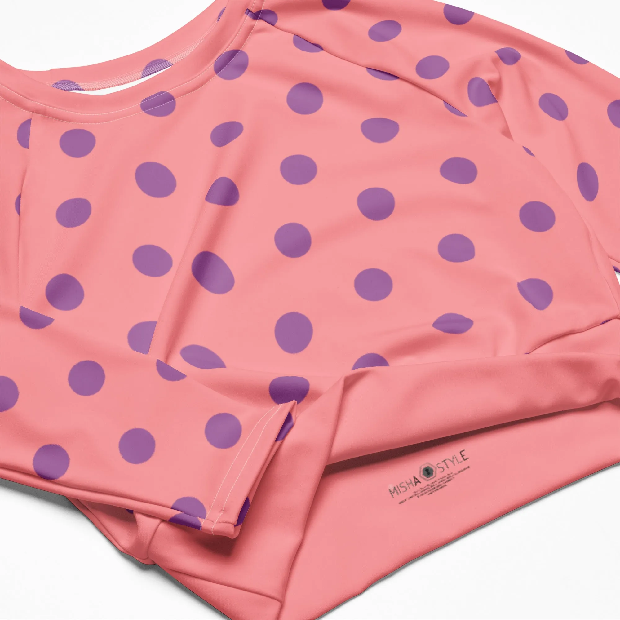 Dots Long Sleeve Apricot Crop Top