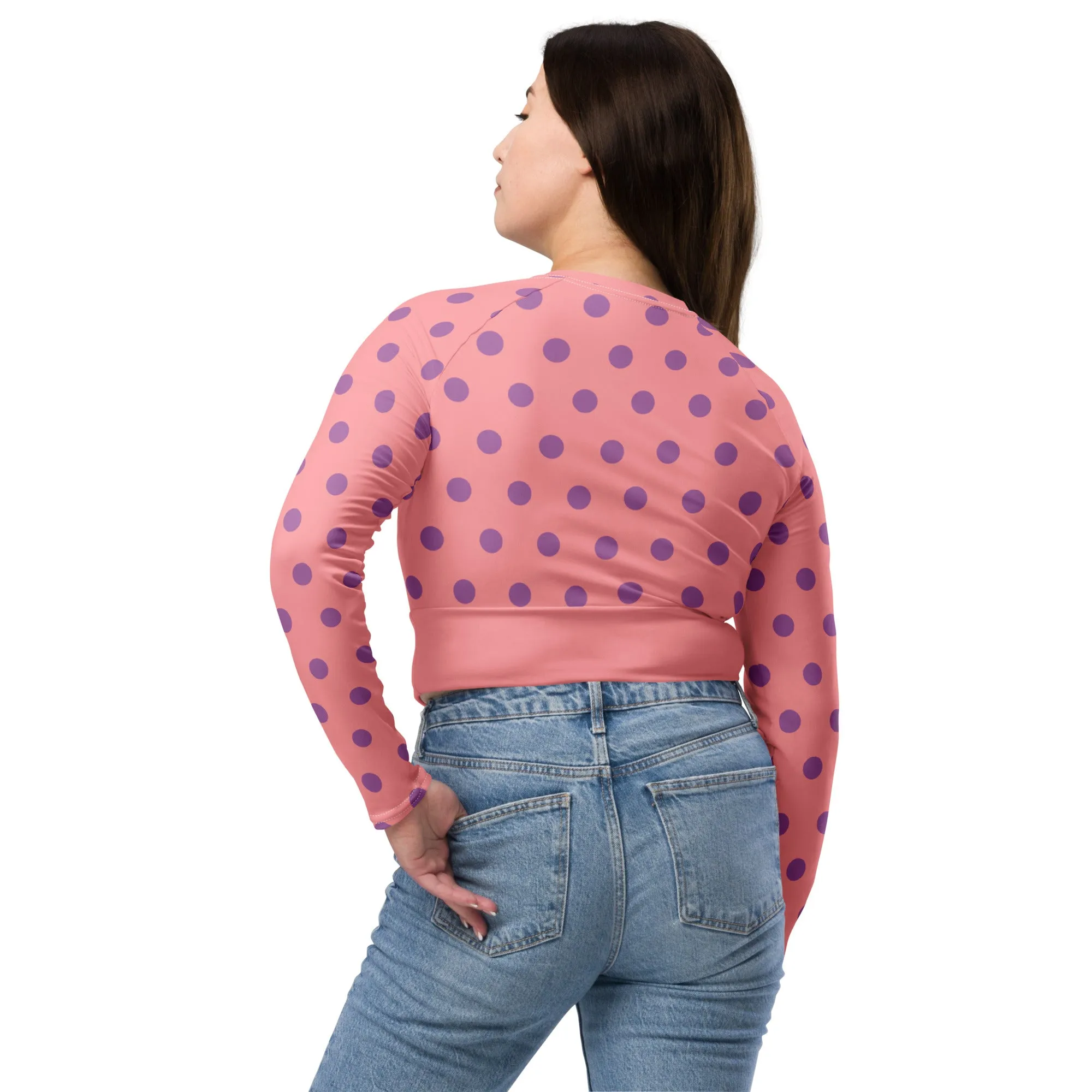 Dots Long Sleeve Apricot Crop Top