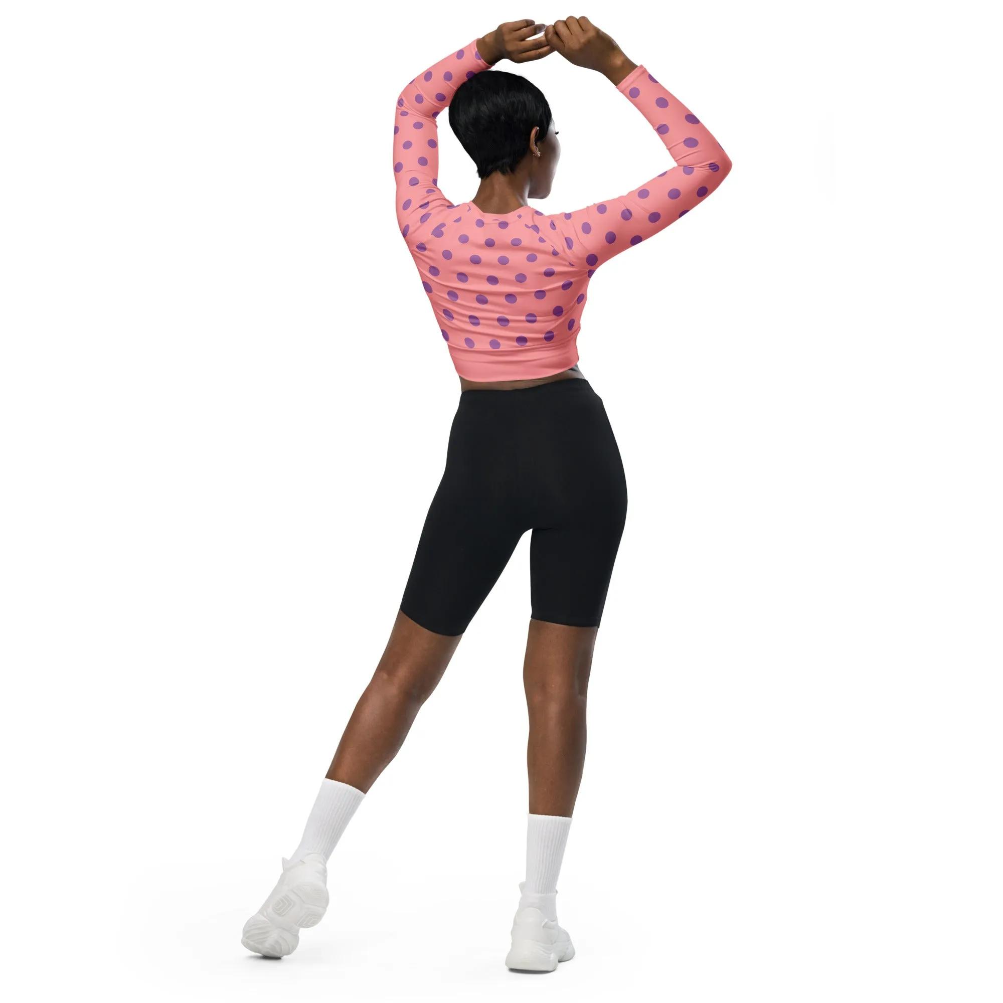 Dots Long Sleeve Apricot Crop Top