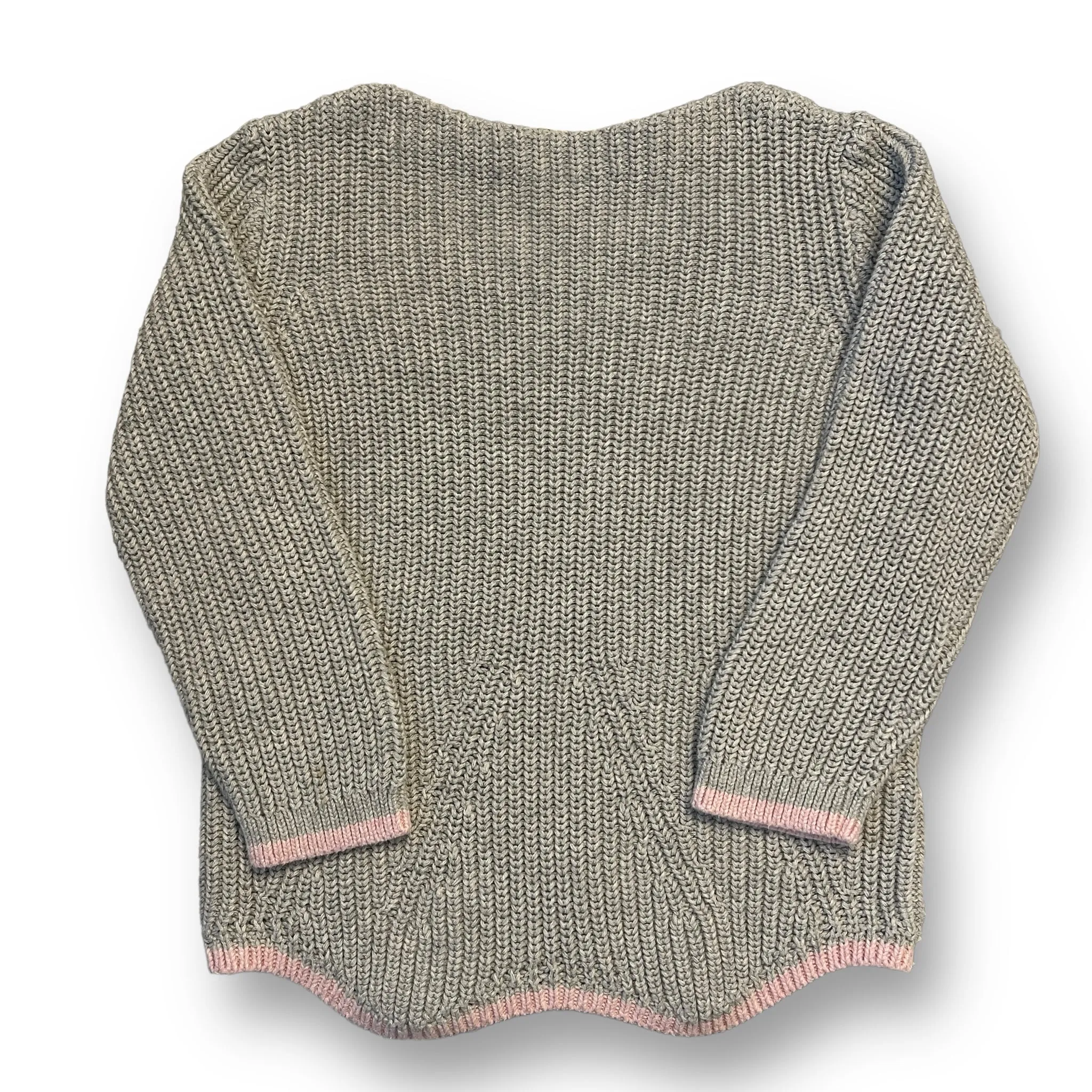 Girls Crewcuts Size 6/7 Gray with Pink Trim Cable Knit Sweater