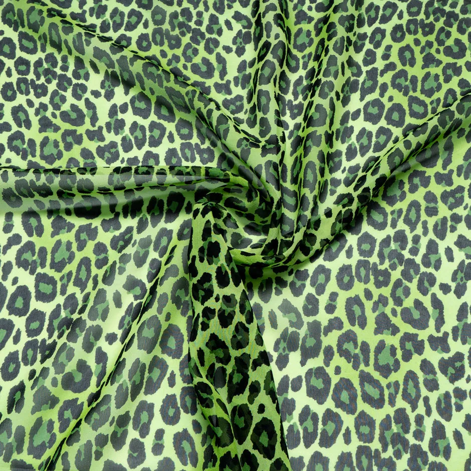 Green Animal Printed Pure Silk Georgette