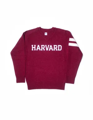 HARVARD WOOL V-NECK SWEATER - BURGUNDY