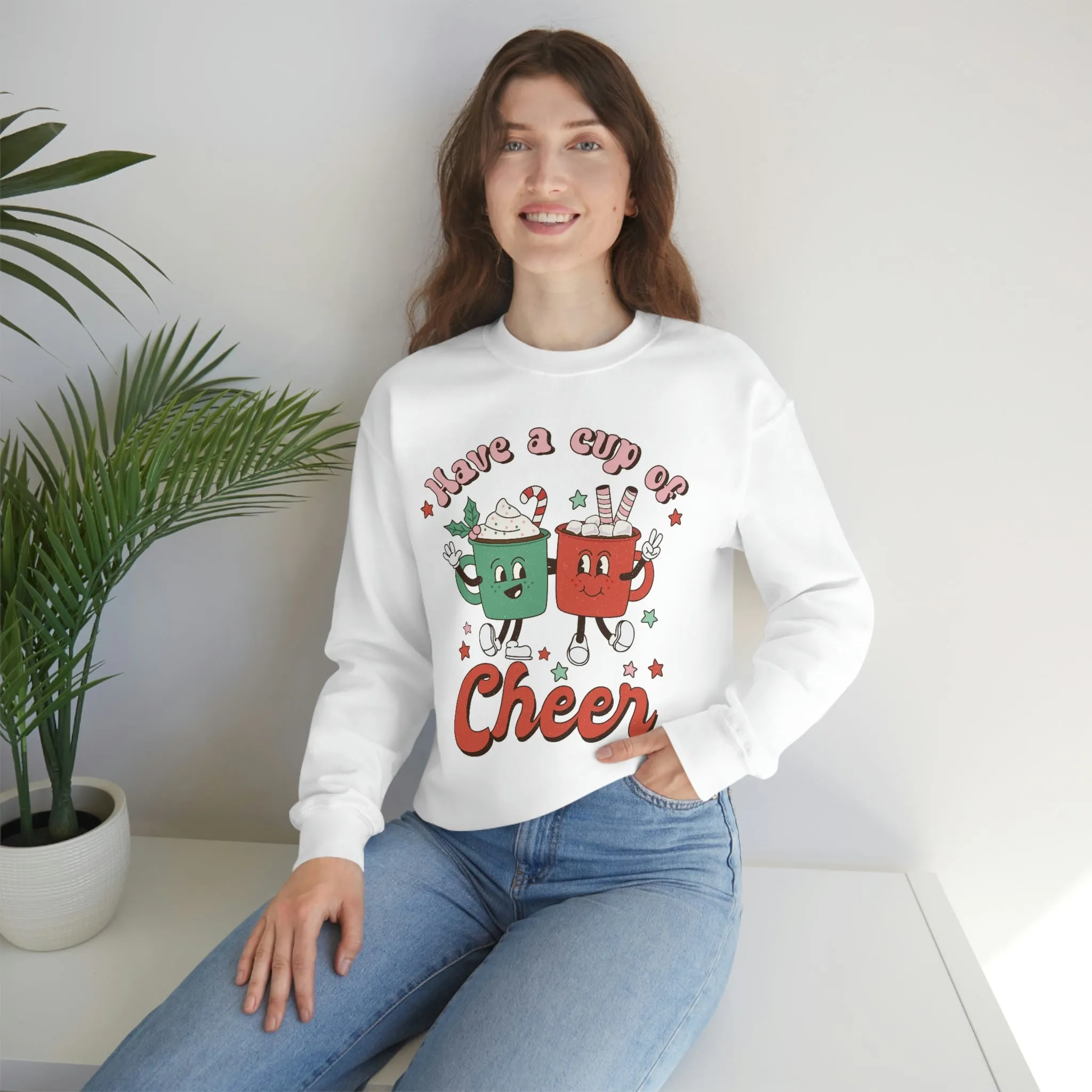 Have a Cup of Cheer Retro Christmas Shirt Unisex Heavy Blend Crewneck Sweatshirt