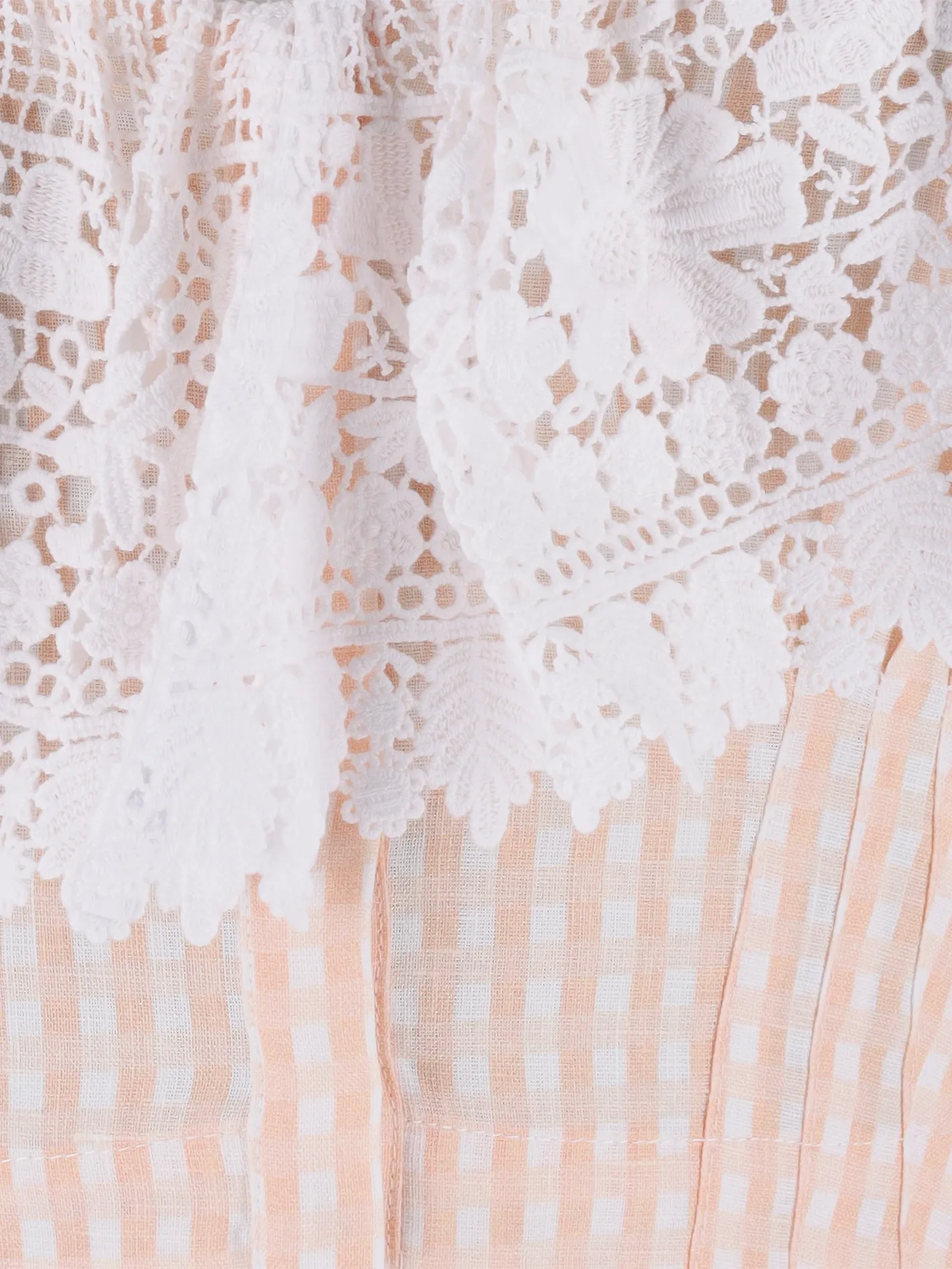 lace-detail gingham crop top