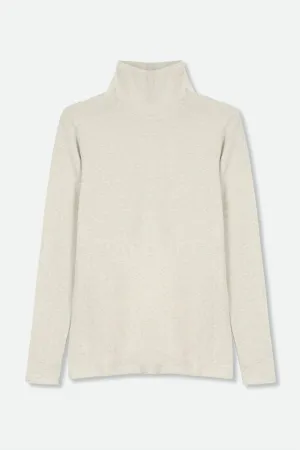 LONG SLEEVE HIGH NECK IN HEATHERED PIMA COTTON