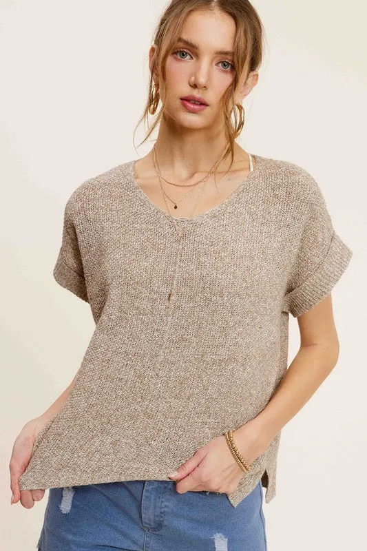 Megan Soft Lightweight Short Sleeve Sweater Top