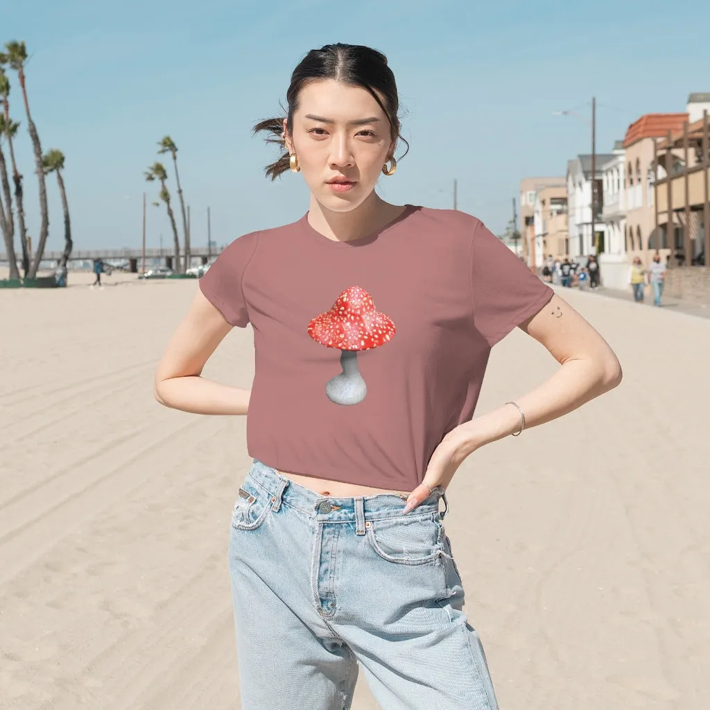 Mushroom Women's Flowy Cropped Tee