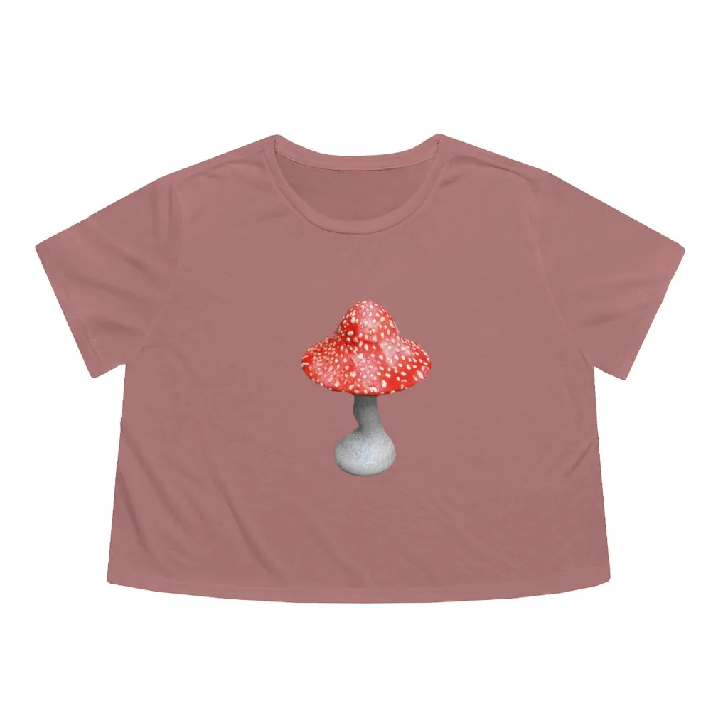 Mushroom Women's Flowy Cropped Tee