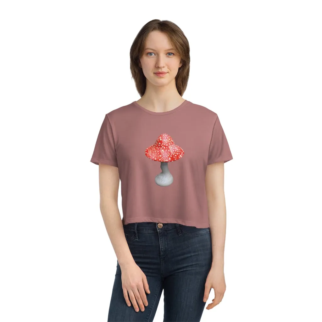 Mushroom Women's Flowy Cropped Tee