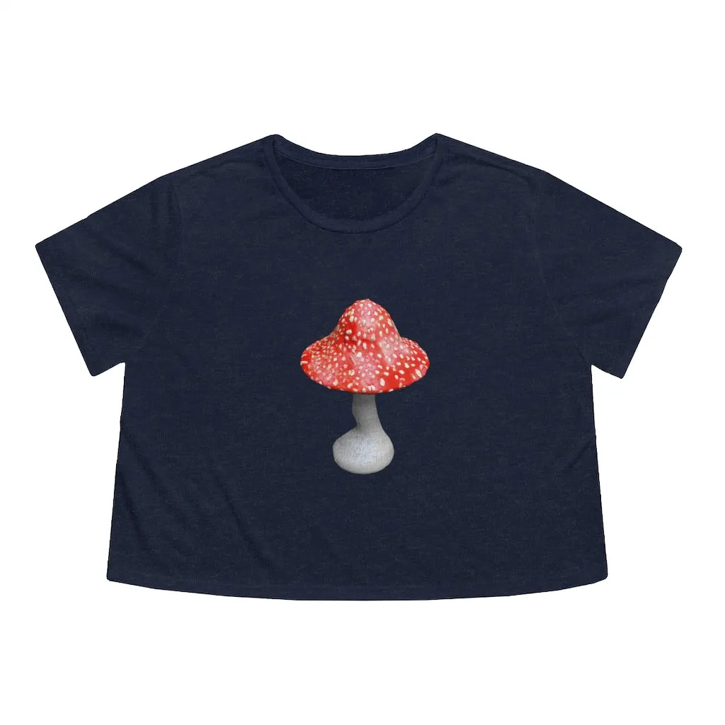 Mushroom Women's Flowy Cropped Tee