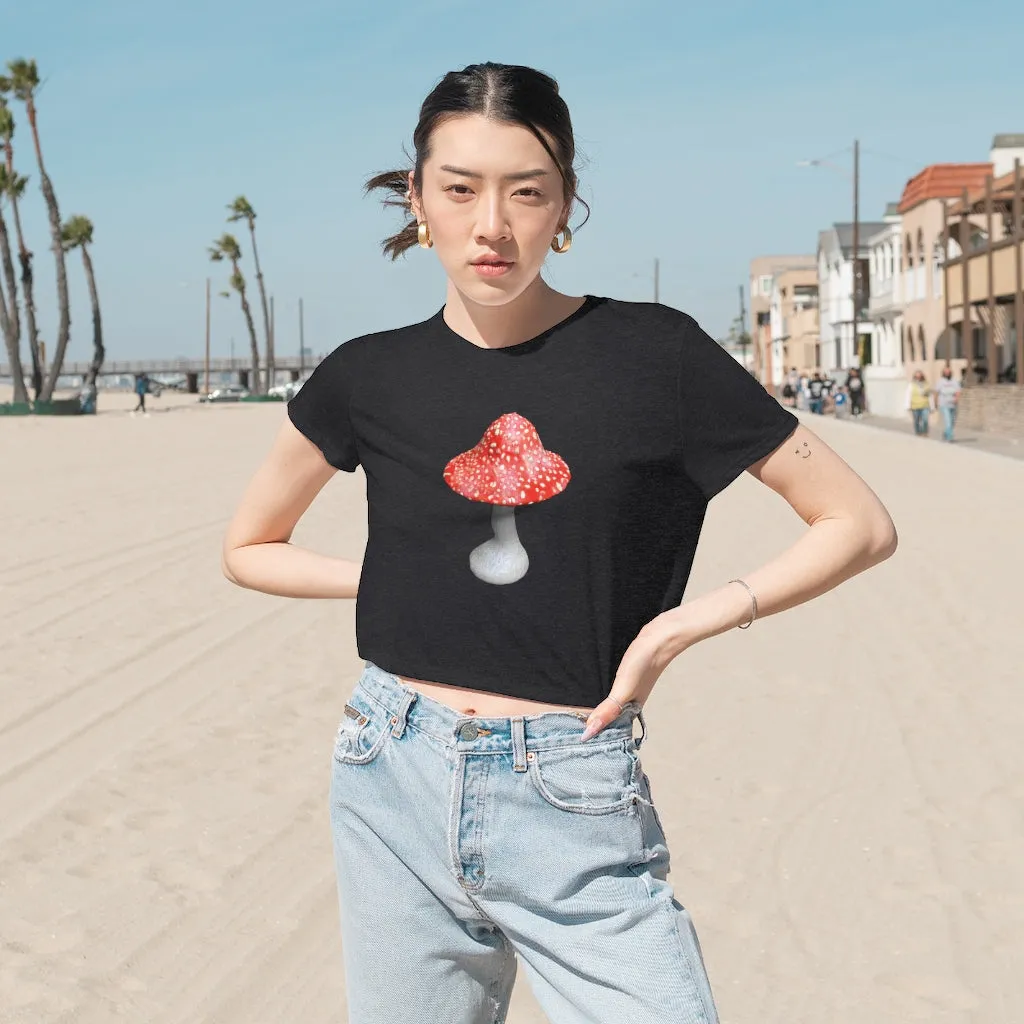 Mushroom Women's Flowy Cropped Tee