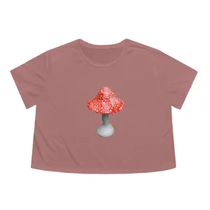 Mushroom Women's Flowy Cropped Tee