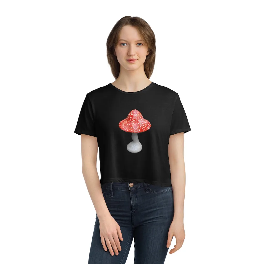 Mushroom Women's Flowy Cropped Tee