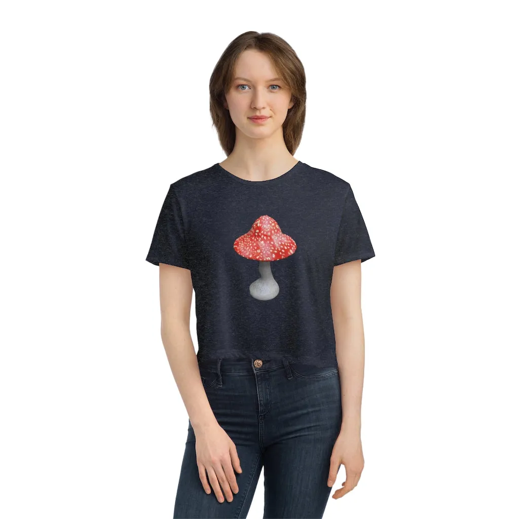 Mushroom Women's Flowy Cropped Tee