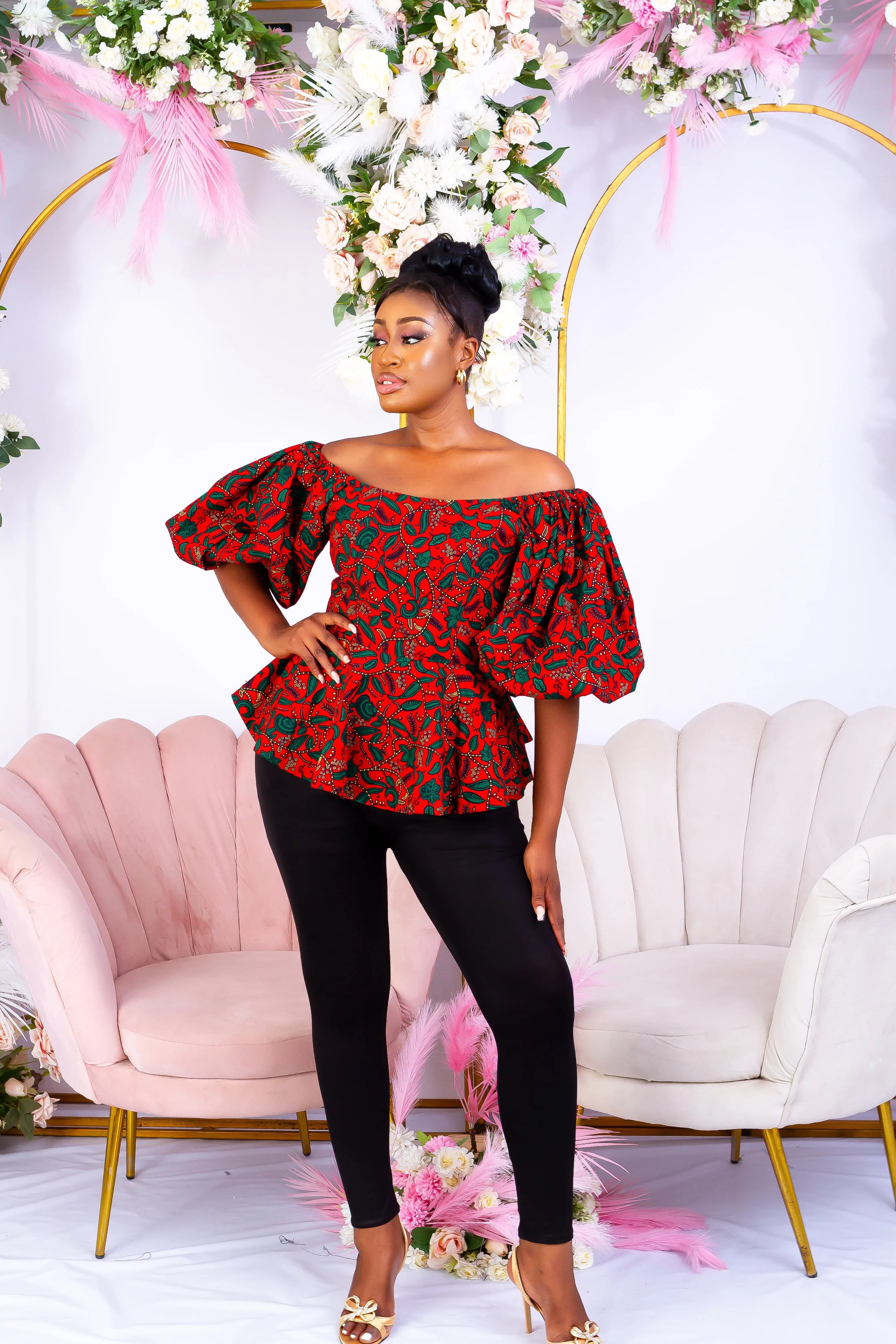 New in African Print Peplum Blouse/Top - Murayo