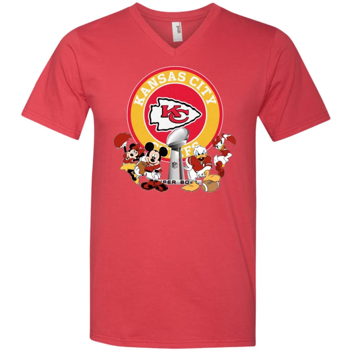 Nfl – Kansas City Chiefs Super Bowl 2019 Mickey Mouse Minnie Mouse Donald Duck Daisy Duck Football Men V-Neck T-Shirt