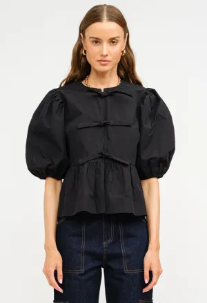 Norah Poplin Blouse-Black