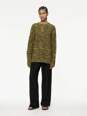 Off Gauge Cable Tunic in Chartreuse Marl