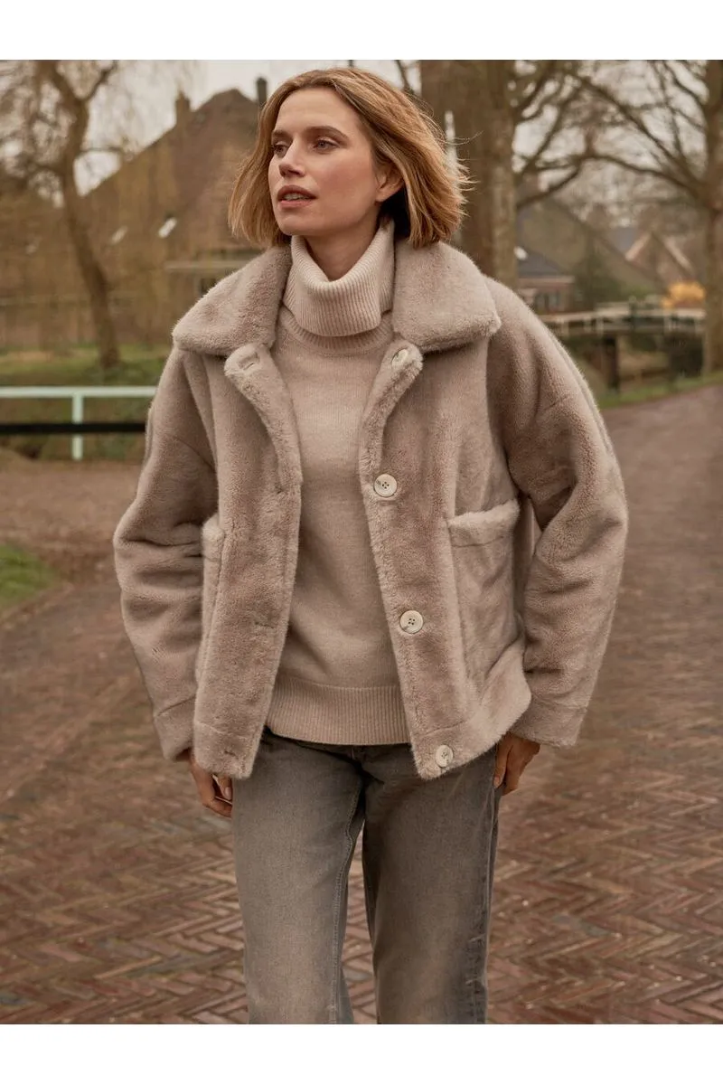 Repeat Reversible Faux Fur Coat 800215-1680  | Light Grey