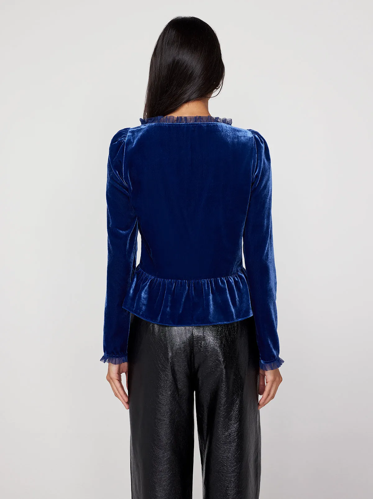 Sabine Navy Velvet Top