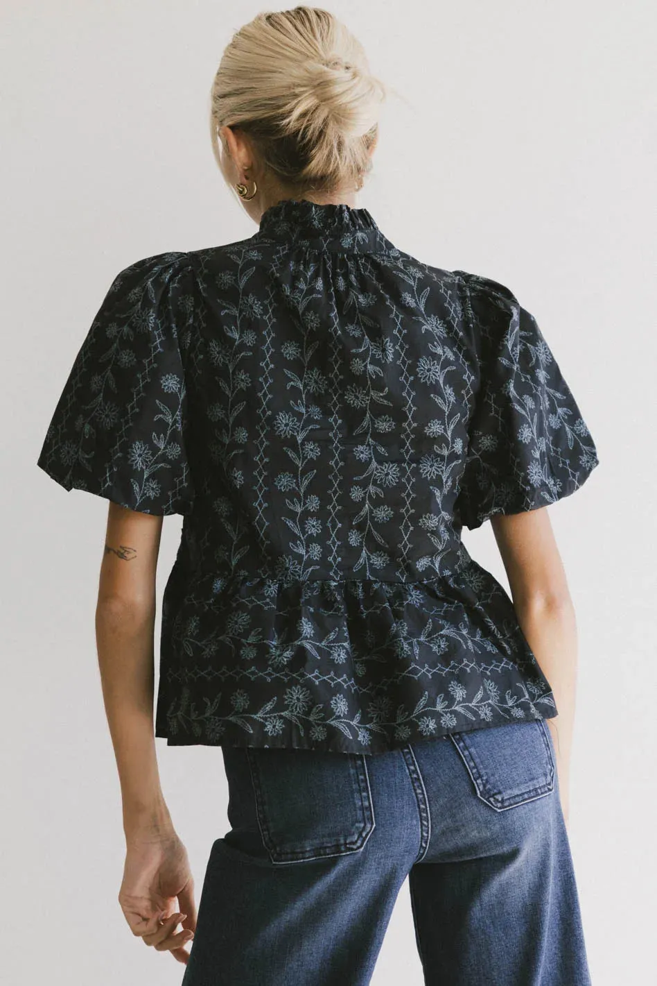 Stassi Printed Blouse in Navy