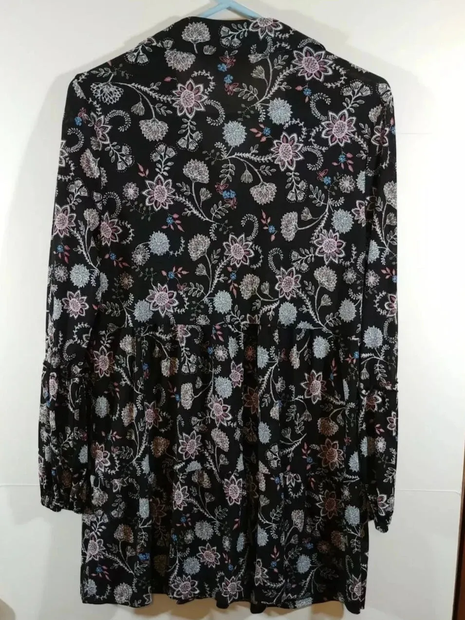 Style & Co Button-Down Printed Peplum Top, Size Large