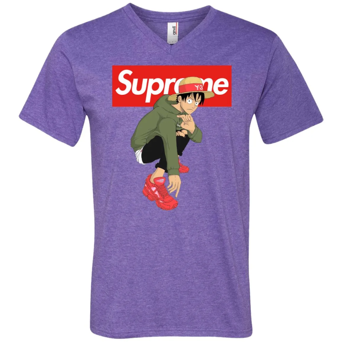 Supreme One Piece Y3 T-shirt Men V-Neck T-Shirt