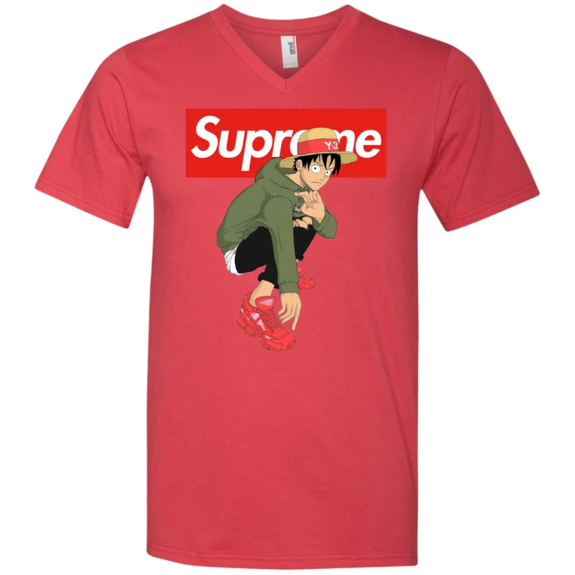 Supreme One Piece Y3 T-shirt Men V-Neck T-Shirt