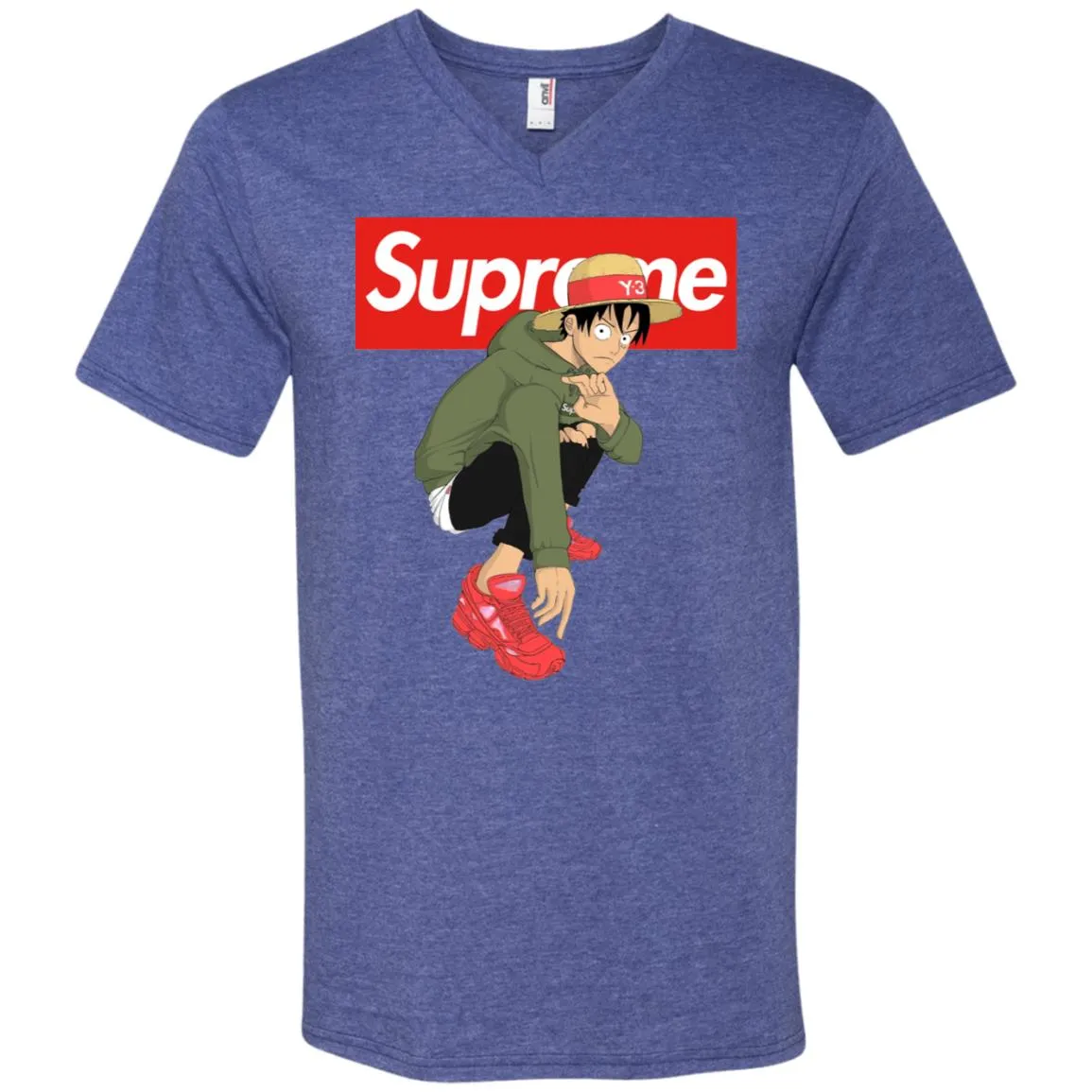 Supreme One Piece Y3 T-shirt Men V-Neck T-Shirt