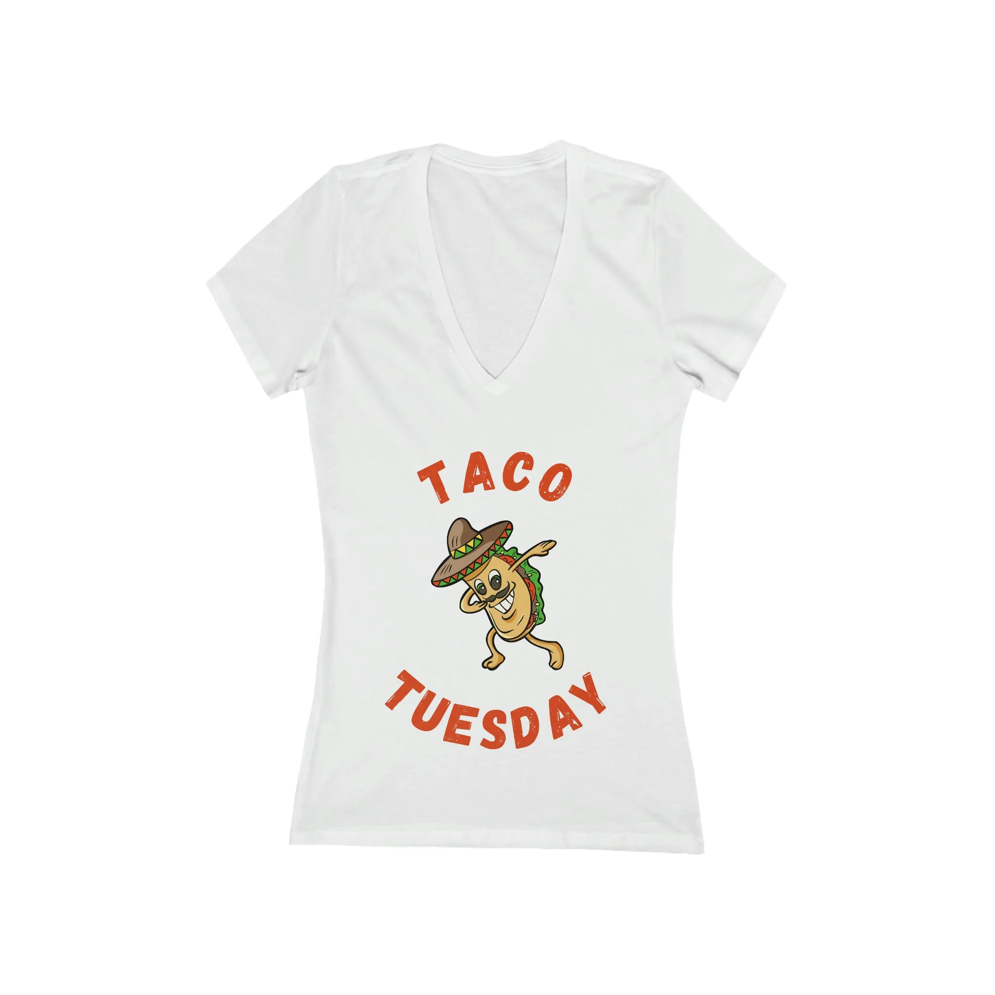 TACO TUESDAY Women's Jersey Short Sleeve Deep V-Neck Tee